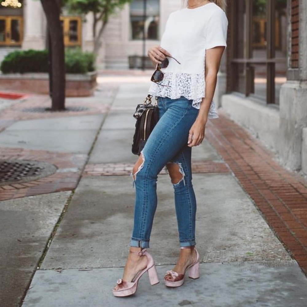 Pink Velvet Heeled Sandal